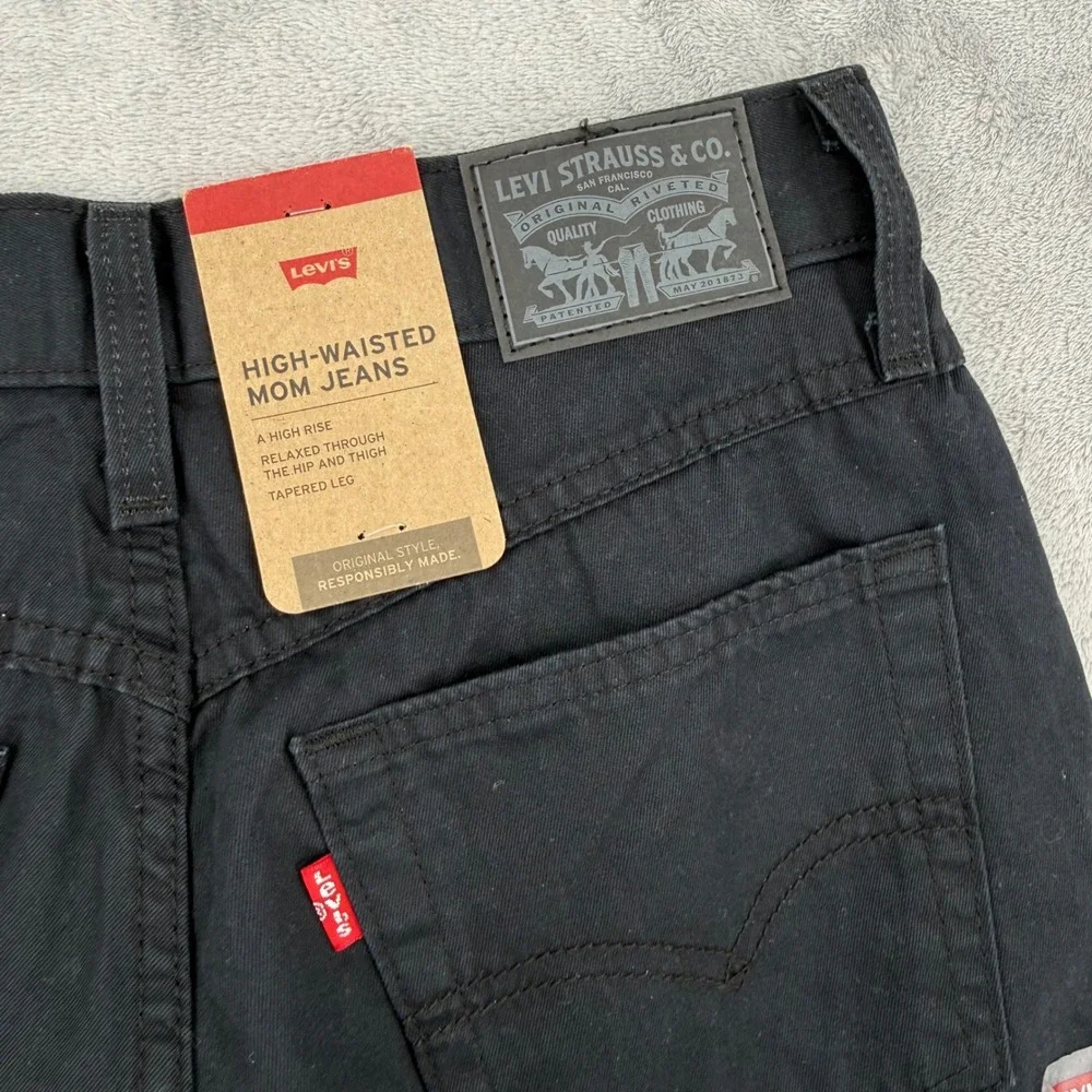 Levis 80s Mom Lightweight Jeans Womens W 27 L 30 High Rise Tapered Leg Black